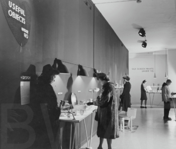Unidentified visitors at the exhibition, <i>Useful Objects of American Design under $10</i>, November 26–December 24, 1940, The Museum of Modern Art, New York. © The Museum of Modern Art Archives