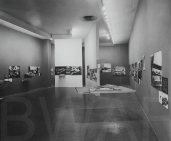 Installation view of the exhibition, <i>Built in the U.S.A., 1932–44</i>, May 24–October 22, 1944, The Museum of Modern Art, New York.