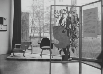 Installation view of the exhibition <em>Building with Wood</em>,  November 15, 1944–February 18, 1945, The Museum of Modern Art, New York. Photographer Soichi Sunami. © The Museum of Modern Art Archives
